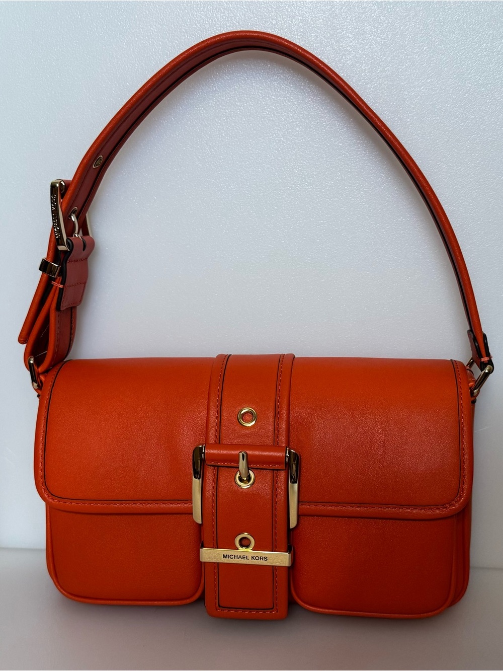 Michael Kors Orange Leather Colby Shoulder Bag